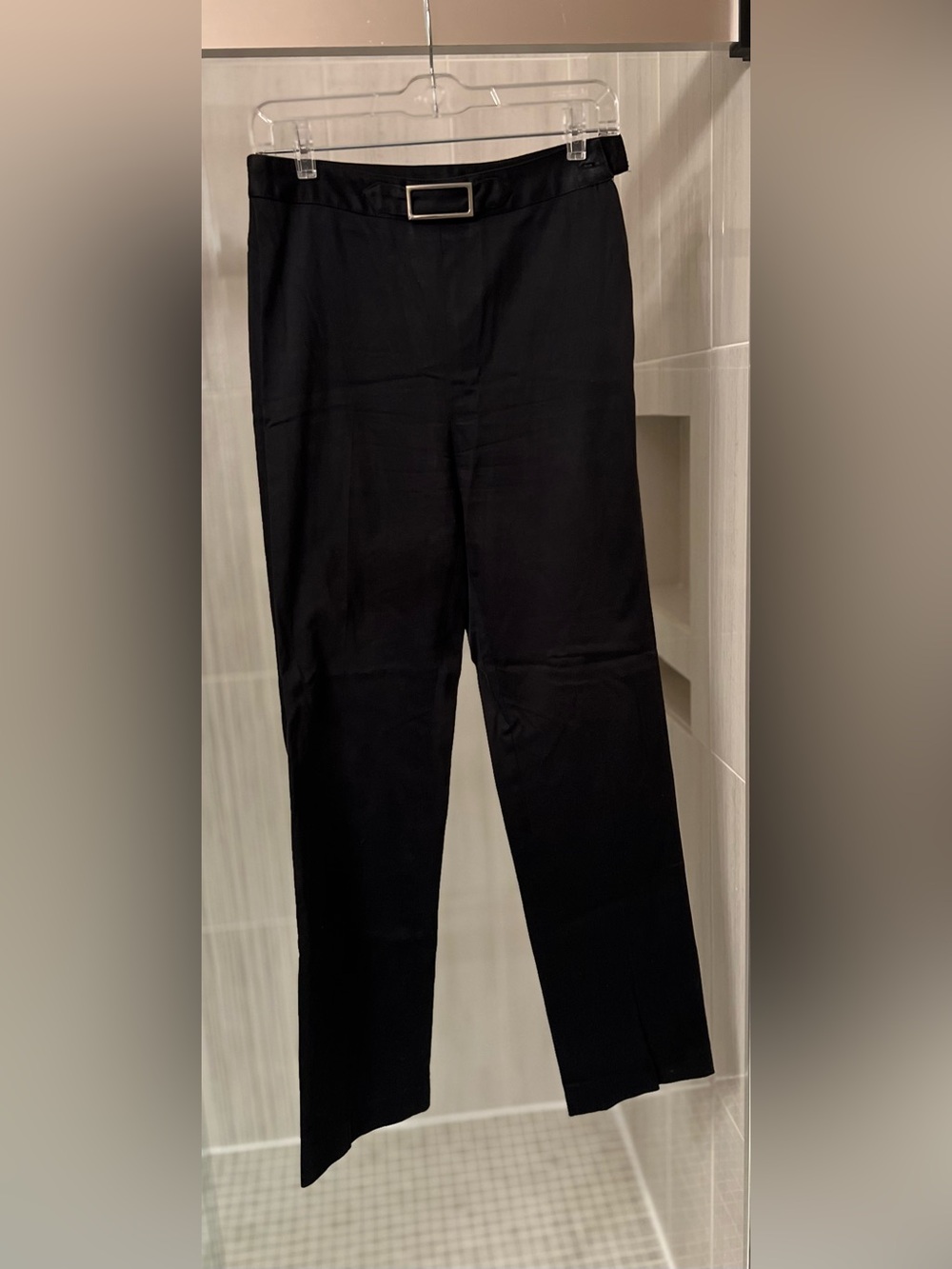 Vintage EPIC NEW YORK Black Buckle Waist Straight Leg Dress Pants